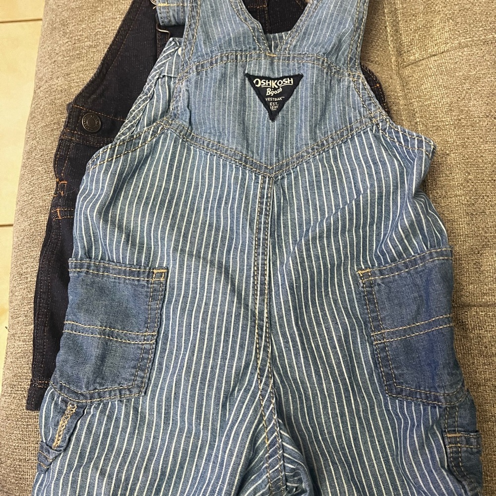 OshKosh B'gosh Light Blue Striped Jumpsuit with Shoulder Straps